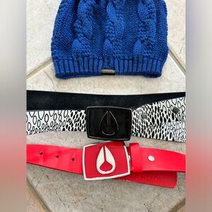 3for1 Nixon Bundle - 2 Red and Zebra Belts with Buckle and Toque